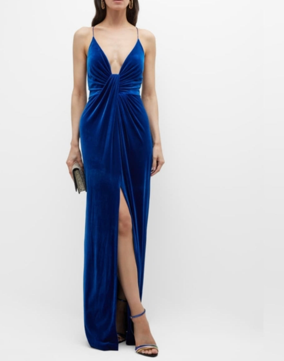 Aidan Mattox Blue Velvet Gown Quad Marketplace